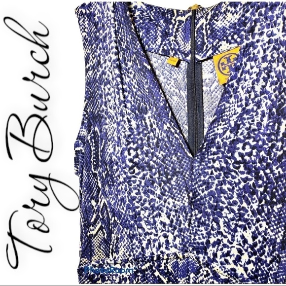TORY BURCH 100% SILK CARLY SNAKEPRINT SLEEVELESS COCKTAIL DRESS, Size Medium - Picture 5 of 9